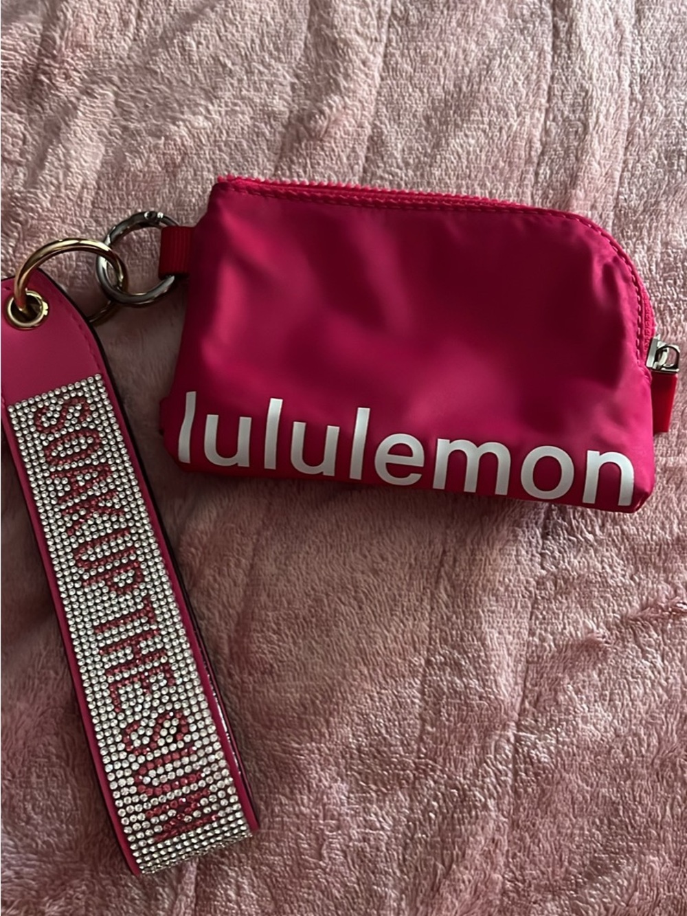 lululemon athletica Pink Key Pouch with PINK Crystal Strap